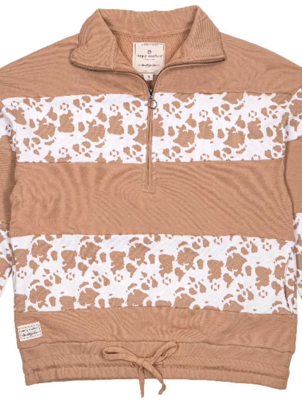 Simply Southern Tan and White Half-Zip Fleece Pullover - Picture 2 of 3
